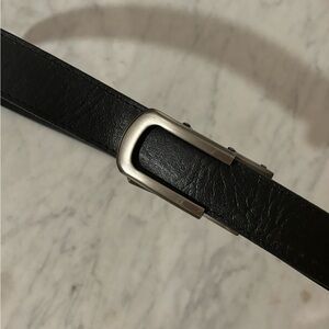Anson Belt, Black Leather with Silver Buckle